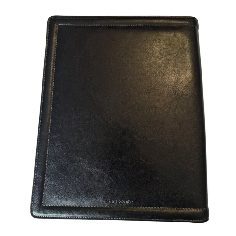 Samsonite Black Leather iPad Folio Organizer With Zipper Closure & Document Pock
